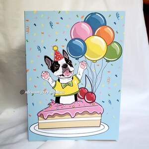 Boston Terrier &#39;n Birthday Cake Greeting Card