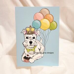 White Schnauzer &#39;n Balloons Greeting Card