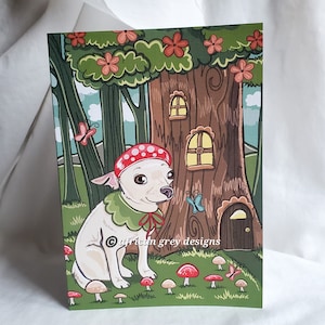 Mushroom Forest Chihuahua Greeting Card