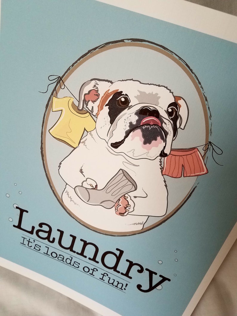 Bulldog Laundry Print 8x10 Ecofriendly Size Etsy