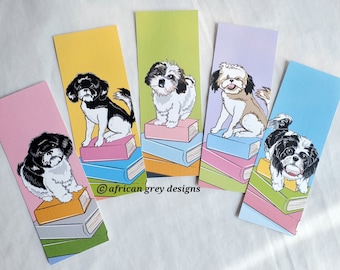 Shih Tzus Bookmarks - Eco-friendly Set of 5 - Printed on Recycled Linen Paper