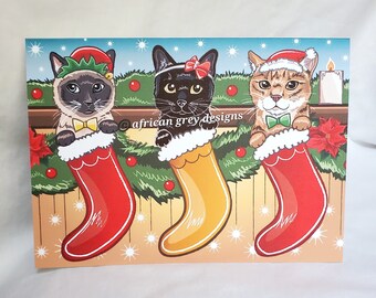 Cats in Stockings Greeting Card