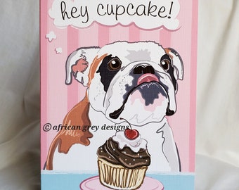 Bulldog Cupcake Greeting Card
