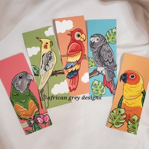 Colorful Bird Bookmarks - Eco-friendly Set of 5 on Linen Paper