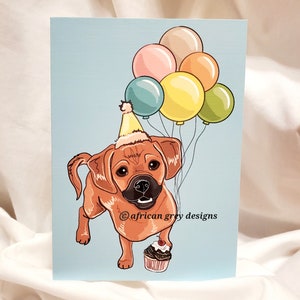 Puggle &#39;n Balloons Greeting Card