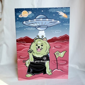 Space Pomeranian Greeting Card