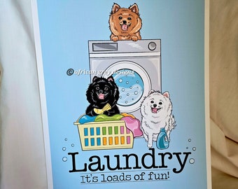 Pomeranian Laundry Print - Washing Machine - 8x10 Eco-friendly Size