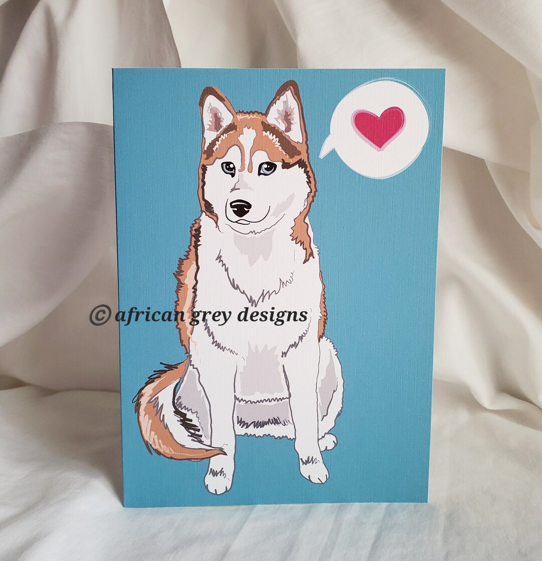 Husky Heart Greeting Card Red Husky - Etsy