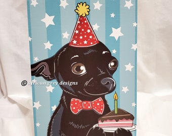 Black Chihuahua Birthday Cake Greeting Card