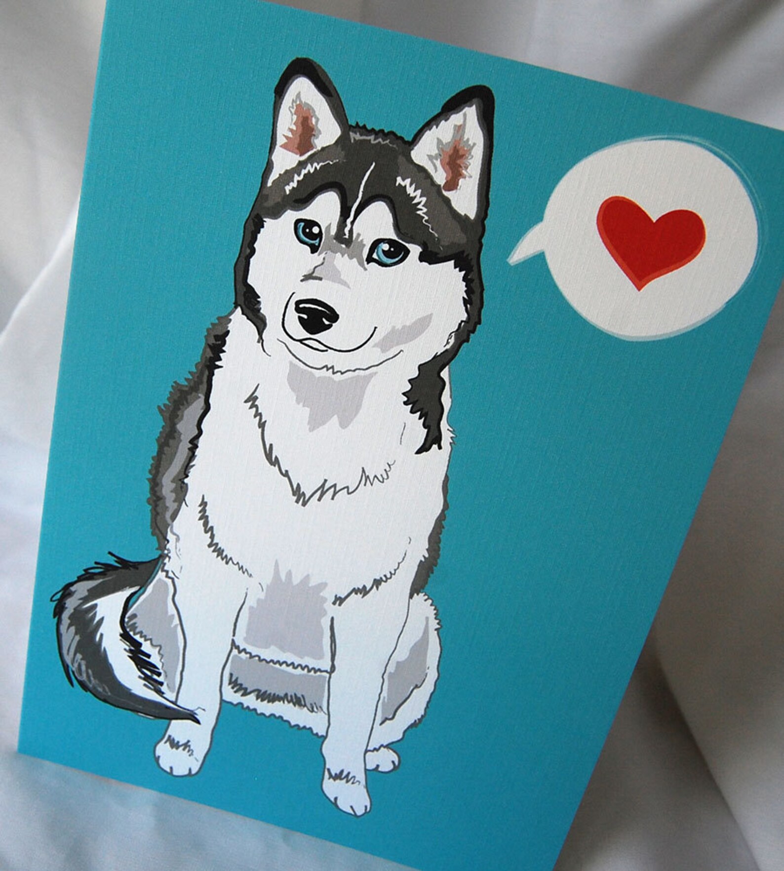 Husky Heart Greeting Card Gray Etsy