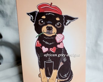 Rose Chihuahua Greeting Card