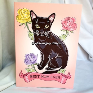 Best Mom Black Cat Greeting Card