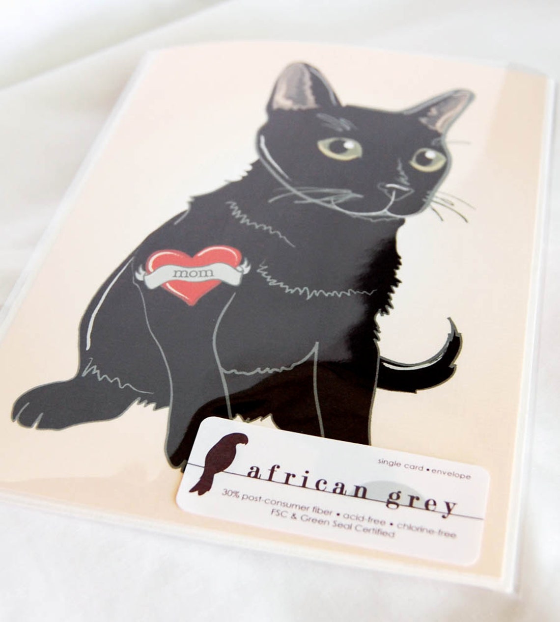 Custom Black Cat Tattoo Greeting Card Etsy