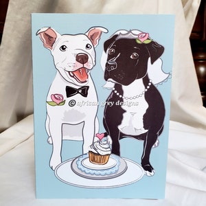 Wedding Pit Bulls Greeting Card image 1