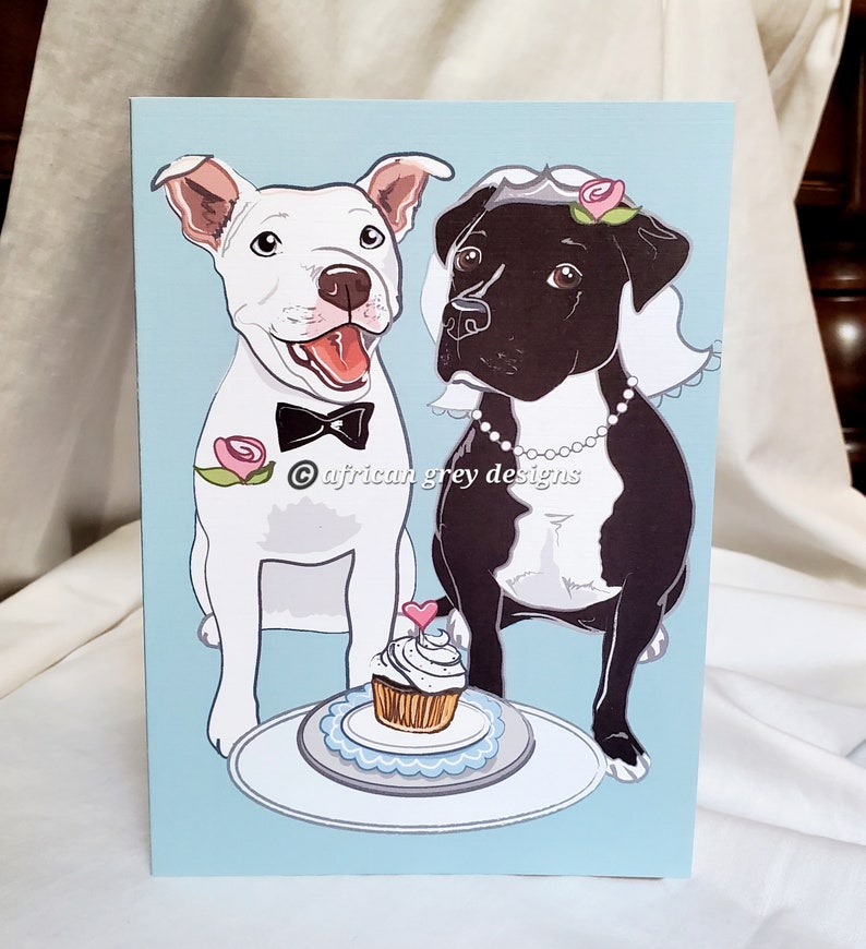 Wedding Pit Bulls Greeting Card image 1