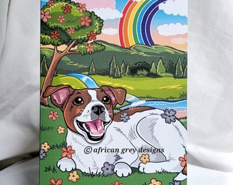 Jack Russell Terrier Rainbow Meadow Greeting Card