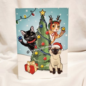Christmas Tree Cats Greeting Card
