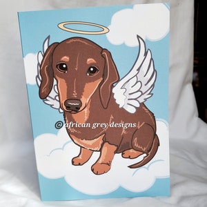 Angel Dachshund Greeting Card - Chocolate Tan Fur