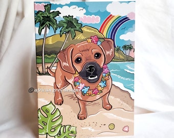 Hawaiian Puggle Greeting Card