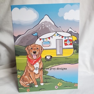 Camping Duck Tolling Retriever Greeting Card - Nova Scotia Duck Tolling Retriever/Duck Toller