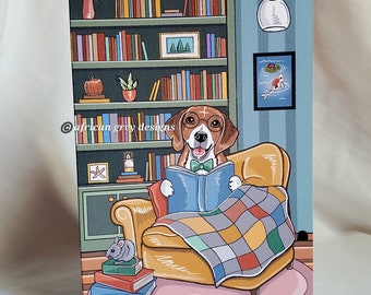 Beagle Library Greeting Card