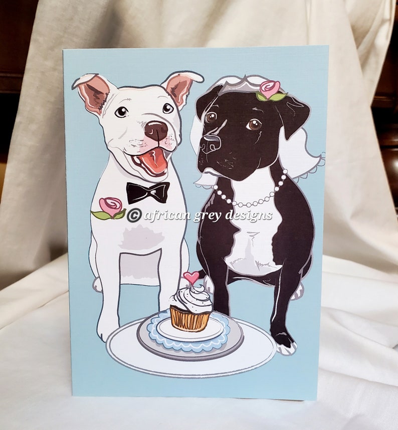 Wedding Pit Bulls Greeting Card image 3