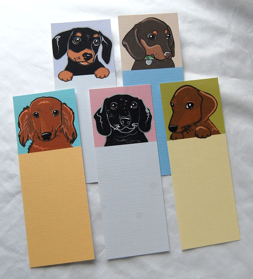 Dachshunds on Books Bookmarks Eco-friendly Set of 5 | Etsy