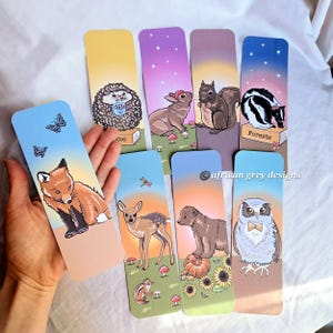 Large Woodland Bookmarks - Eco-friendly Set of 8 - Printed on Recycled Linen Paper