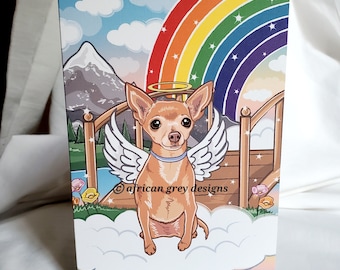 Rainbow Bridge Chihuahua Angel Greeting Card