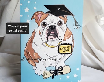 English Bulldog Graduation Greeting Card