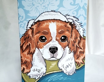 Snuggly Cavalier King Charles Spaniel Greeting Card