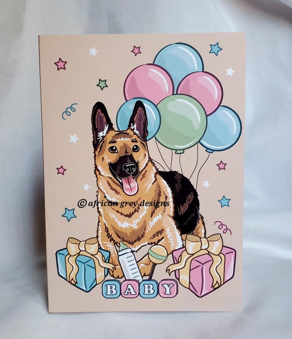 Baby Shower German Shepherd Greeting Card - Etsy