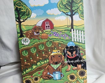 Gardening Dachshunds Greeting Card