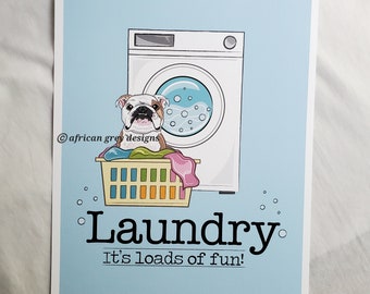 English Bulldog Laundry Print - Washing Machine - 8x10 Eco-friendly Size