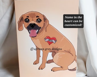 Custom Puggle Tattoo Greeting Card