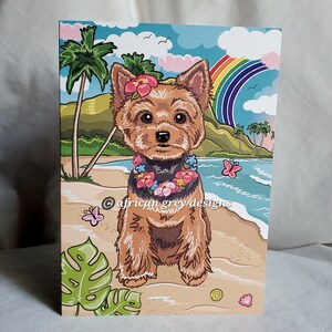Hawaiian Yorkie Greeting Card