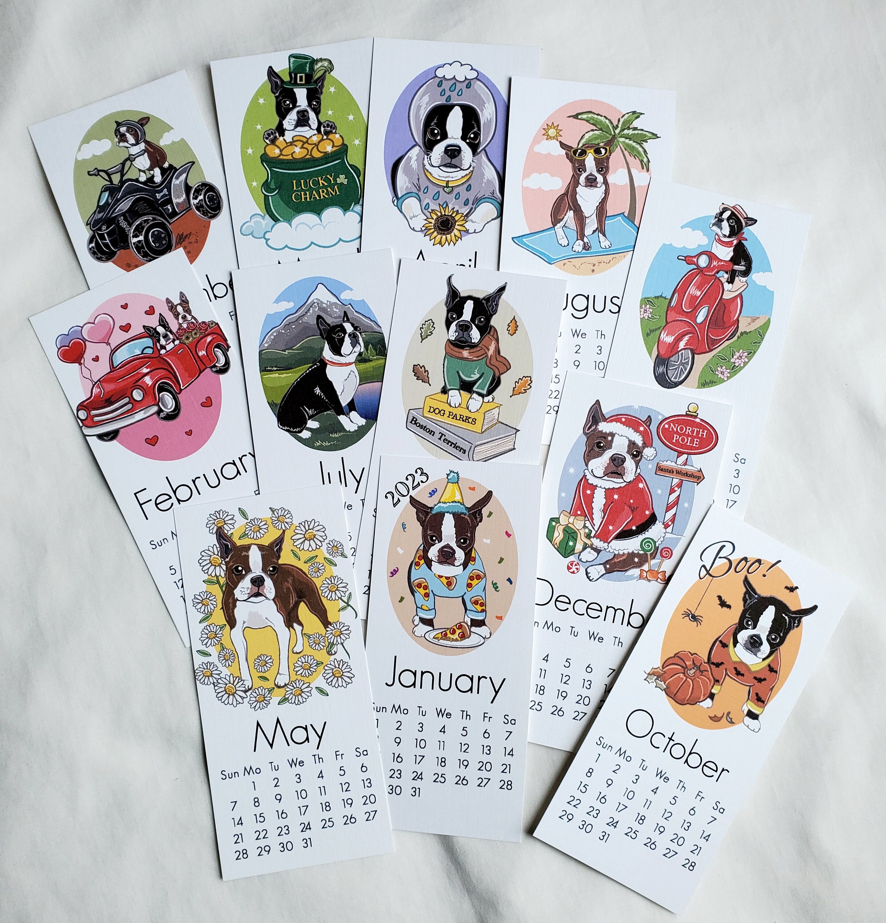 Boston Terrier Calendar 2023 2023 Boston Terrier Calendar Mini Desk Size Printed On | Etsy Ireland