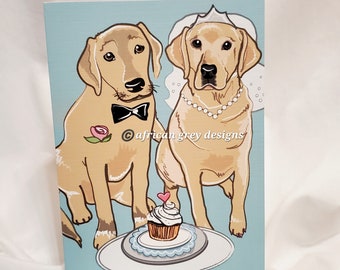 Wedding Yellow Labrador Retrievers Greeting Card
