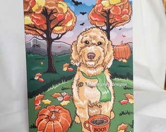 Labradoodle Pumpkin Patch Greeting Card