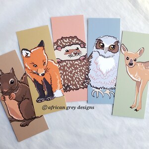 Woodsy Bookmarks - Eco-friendly Set of 5 - Printed on Recycled Linen Paper