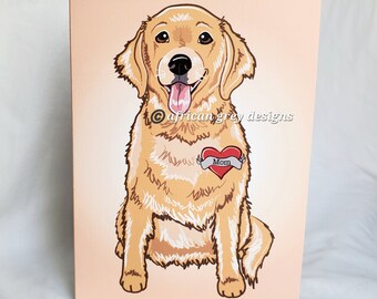 Golden Retriever Greeting Card - Customized with Your Name Choice