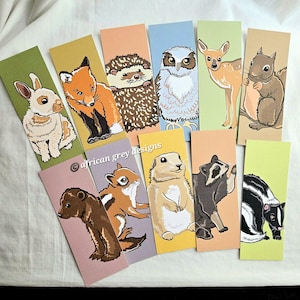 Woodsy Bookmarks - Eco-friendly Set of 11 - Printed on Recycled Linen Paper