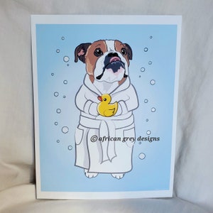 Bathtime English Bulldog 8x10 Eco-friendly Print Choose Your Fur Color image 3