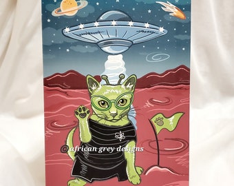 Space Cat Greeting Card