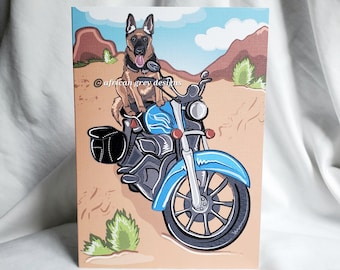 Motorcycle German Shepherd Greeting Card