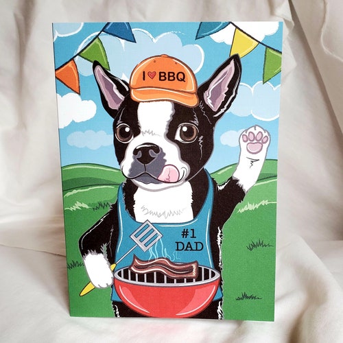 Rose Boston Terrier Greeting Card Etsy