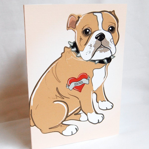 Custom Bulldog Tattoo Greeting Card
