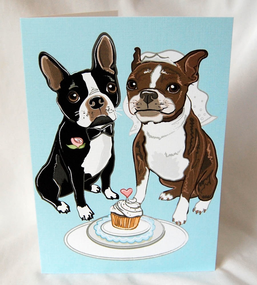 Wedding Boston Terriers Greeting Card Etsy