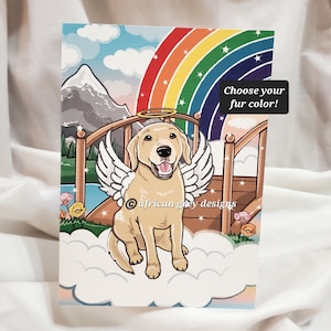 Rainbow Bridge Lab Angel Greeting Card - Choose Your Fur Color