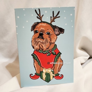 Brussels Griffon Christmas Elf Greeting Card
